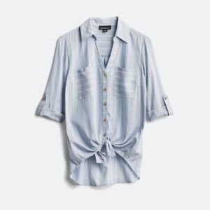 Christelle Tie-Front Top | FORTUNE + IVY | Blue | Size Medium